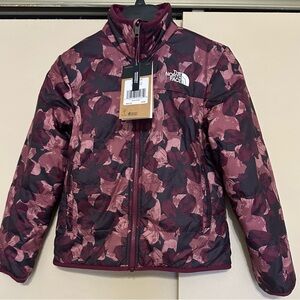 The North Face Girls Burgundy Floral Puffer Jacket